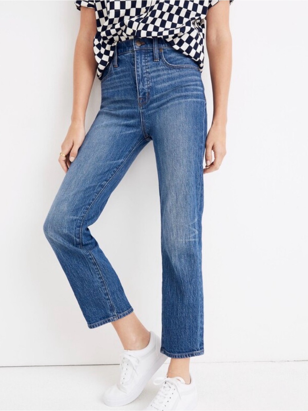 Madewell Blue High-Rise ankle Straight Jeans